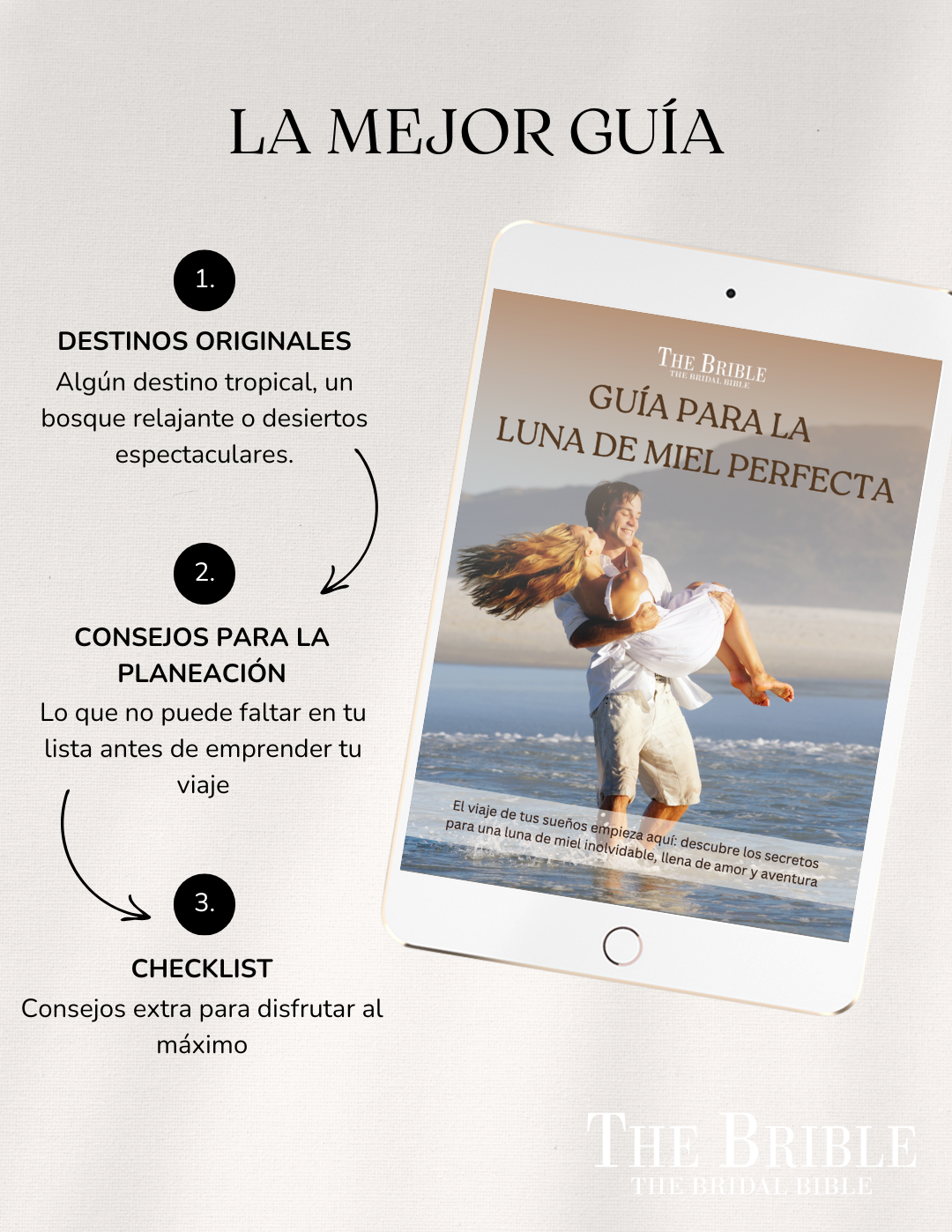 Este es el contenido de nuestra guía digital para planear la luna de miel perfecta con The Brible