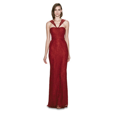 Vestido Fiesta G927 de ecnaje sedoso y tirante tipo halter